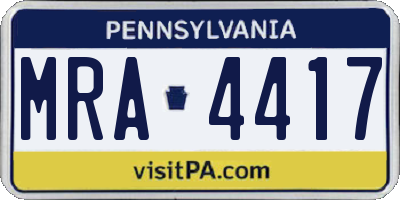 PA license plate MRA4417
