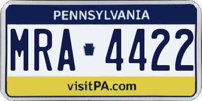 PA license plate MRA4422
