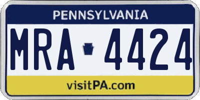 PA license plate MRA4424