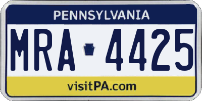 PA license plate MRA4425