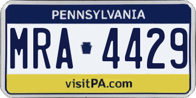 PA license plate MRA4429
