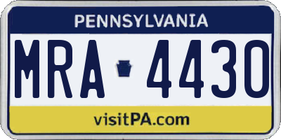 PA license plate MRA4430