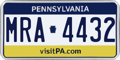PA license plate MRA4432