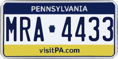 PA license plate MRA4433