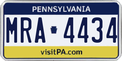 PA license plate MRA4434
