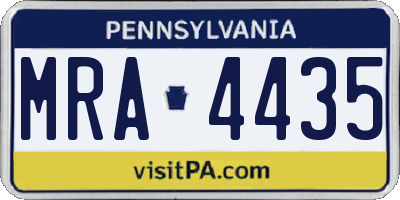 PA license plate MRA4435