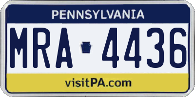 PA license plate MRA4436