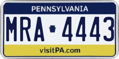 PA license plate MRA4443