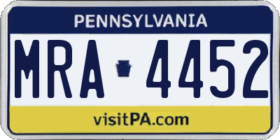 PA license plate MRA4452