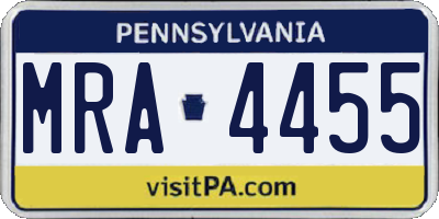 PA license plate MRA4455
