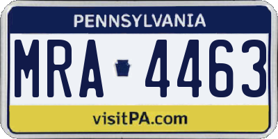 PA license plate MRA4463
