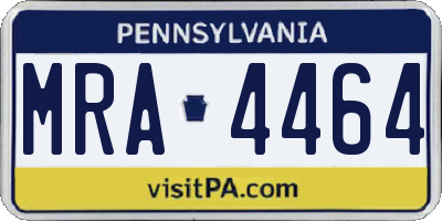 PA license plate MRA4464