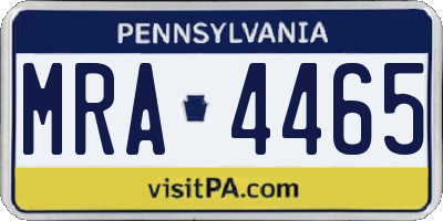 PA license plate MRA4465
