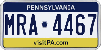 PA license plate MRA4467