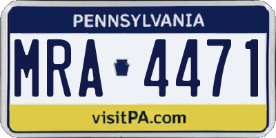PA license plate MRA4471