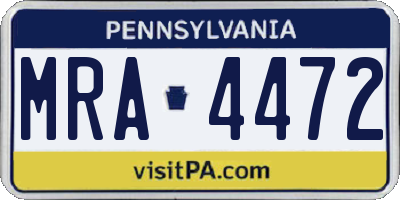 PA license plate MRA4472