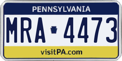 PA license plate MRA4473