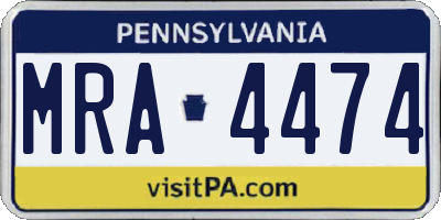 PA license plate MRA4474