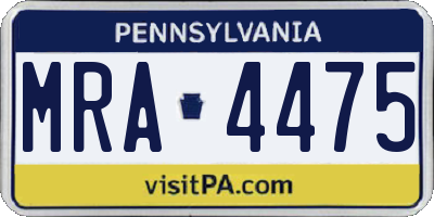 PA license plate MRA4475