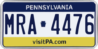 PA license plate MRA4476