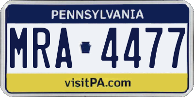 PA license plate MRA4477