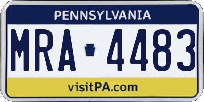 PA license plate MRA4483