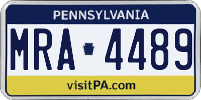 PA license plate MRA4489