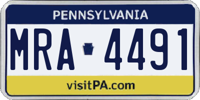 PA license plate MRA4491
