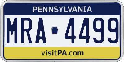 PA license plate MRA4499