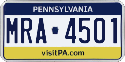 PA license plate MRA4501