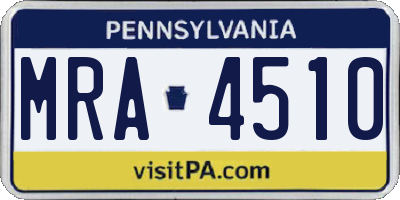 PA license plate MRA4510