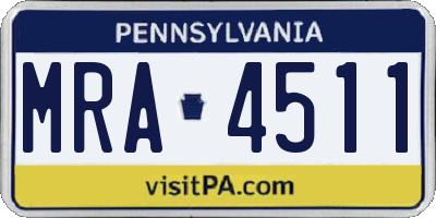 PA license plate MRA4511