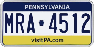 PA license plate MRA4512