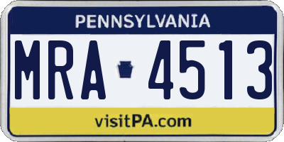 PA license plate MRA4513