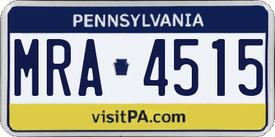 PA license plate MRA4515