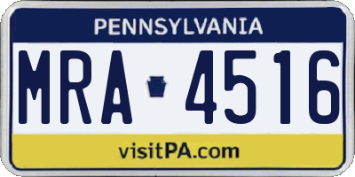 PA license plate MRA4516