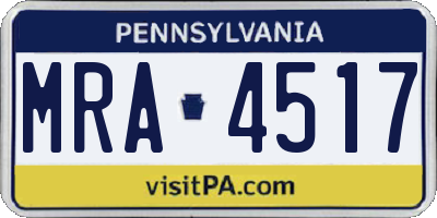 PA license plate MRA4517