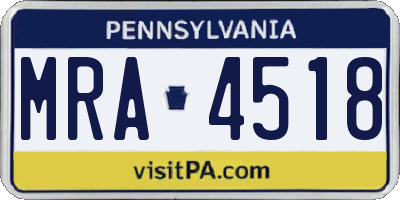PA license plate MRA4518