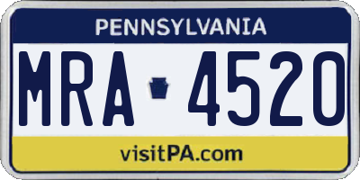 PA license plate MRA4520