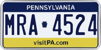 PA license plate MRA4524