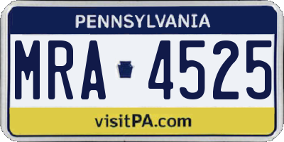 PA license plate MRA4525