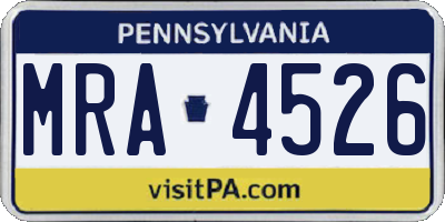 PA license plate MRA4526
