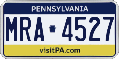 PA license plate MRA4527