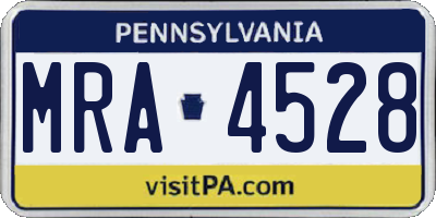 PA license plate MRA4528