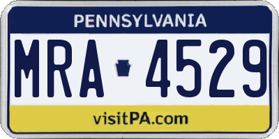 PA license plate MRA4529