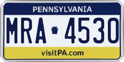 PA license plate MRA4530