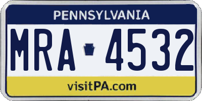 PA license plate MRA4532