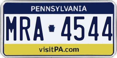 PA license plate MRA4544