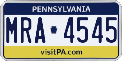 PA license plate MRA4545