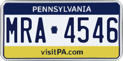 PA license plate MRA4546